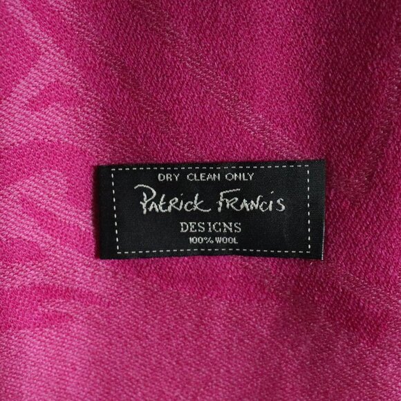 Patrick Francis 100% Wool Pink Long Fringe Warm Scarf Shawl - Picture 6 of 6